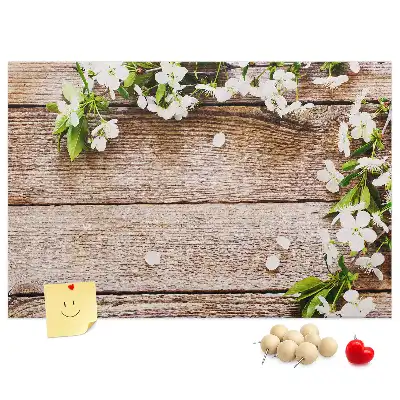 Tablă de plută cu model Flori pe lemn