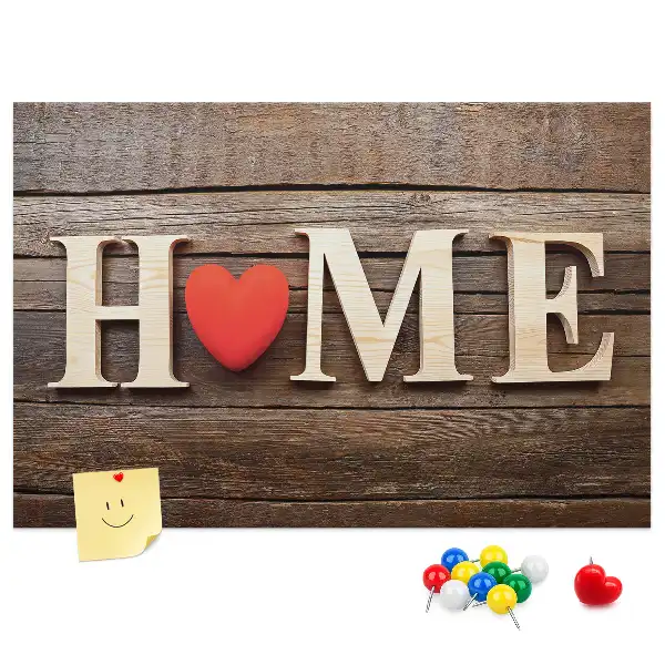 Tablă din plută cu mesajul Home