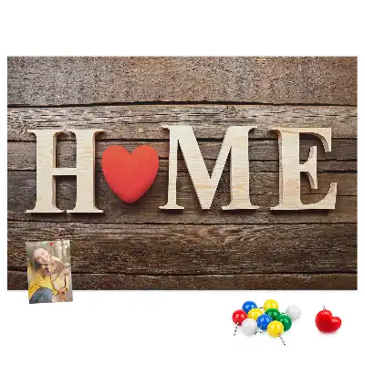 Tablă din plută cu mesajul Home