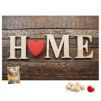 Tablă din plută cu mesajul Home