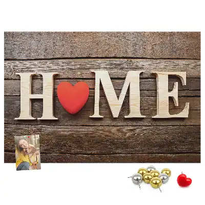 Tablă din plută cu mesajul Home