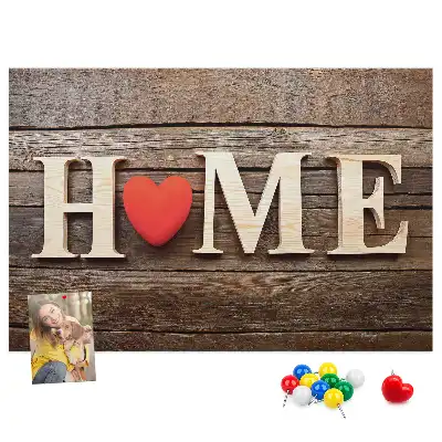 Tablă din plută cu mesajul Home
