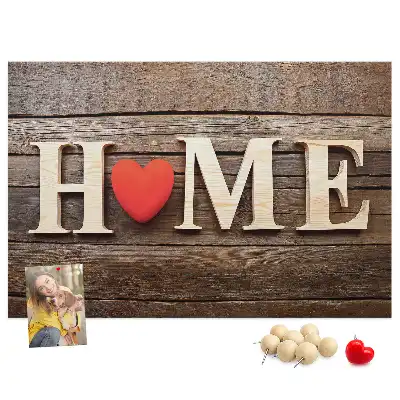 Tablă din plută cu mesajul Home