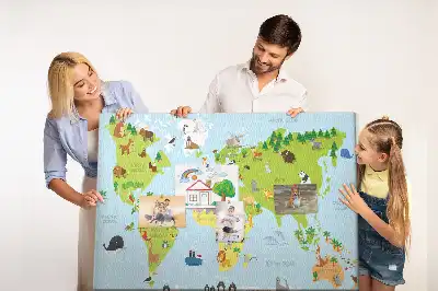 Panou de plută pentru copii cu hartă cu animale Atlas