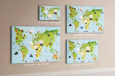 Panou de plută pentru copii cu hartă cu animale Atlas