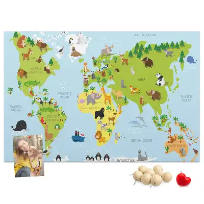 Panou de plută pentru copii cu hartă cu animale Atlas