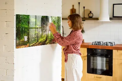 Tablă magnetică cu peisaj de răsărit de soare în pădure