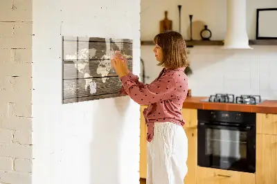 Tablă magnetică Harta lumii din scânduri