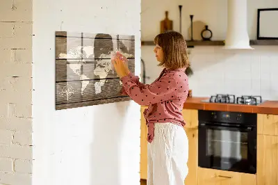 Tablă magnetică Harta lumii din scânduri