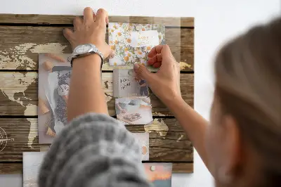 Tablă magnetică Harta lumii din scânduri