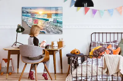 Tablă magnetică pentru copii cu model plajă și nisip