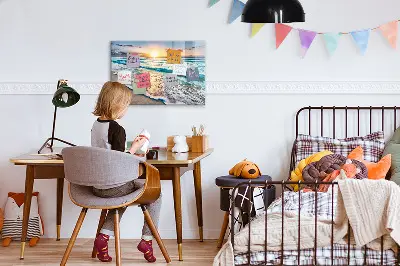 Tablă magnetică pentru copii cu model plajă și nisip