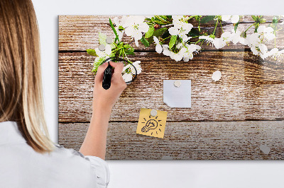 Tablă magnetică de scris Flori pe lemn