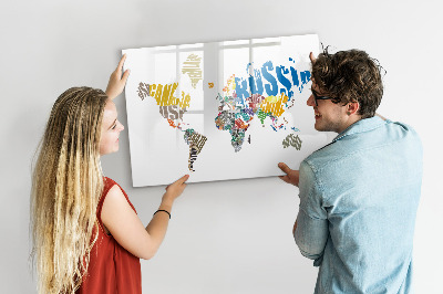 Tablă magnetică copii Hartă a lumii în format text