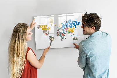 Tablă magnetică copii Hartă a lumii în format text