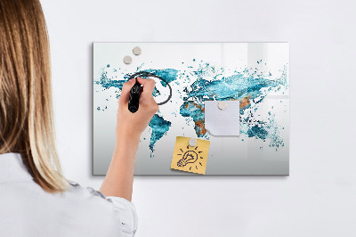 Tablă magnetică de scris Harta de apă a lumii