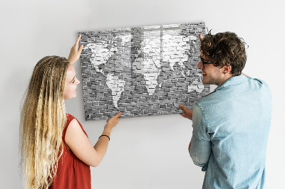 Tablă cu marker Harta lumii pe cărămizi