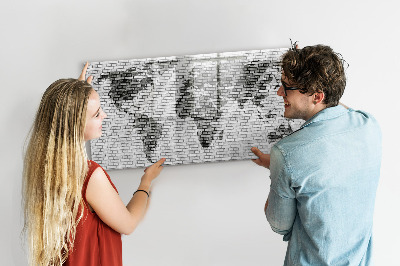 Tablă magnetică pentru magneti Zid de cărămidă harta lumii