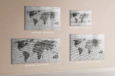 Tablă magnetică pentru magneti Zid de cărămidă harta lumii