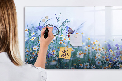 Tablă magnetică de scris Fluture pe o pajiște