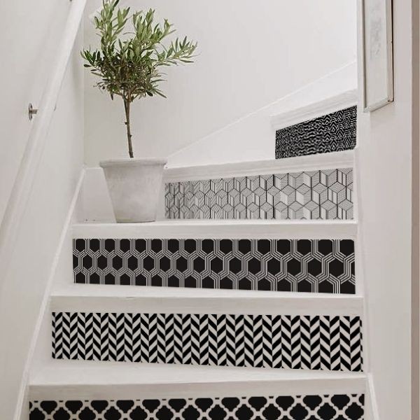 Autocolante alb-negru pentru scări 
