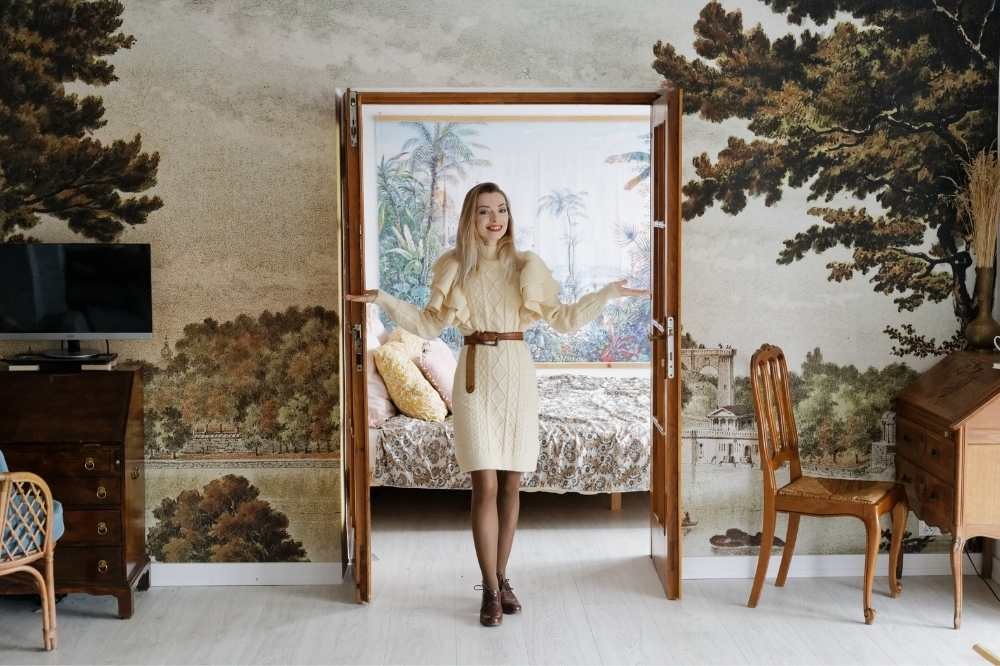 tapet pentru un perete pentru sufragerie